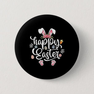 Happy Easter Shirt Girls Kids Toddler Women Bunny 6 Cm Round Badge