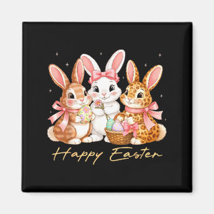 Happy Easter Shirts Women Girls Cute Bunny Rabbit Magnet
