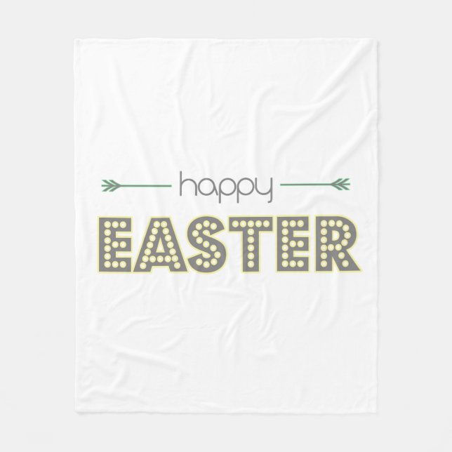 happy easter simple modern design mint yellow fleece blanket (Front)