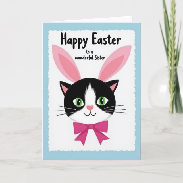 Happy Easter Sister Cat Card (Front)