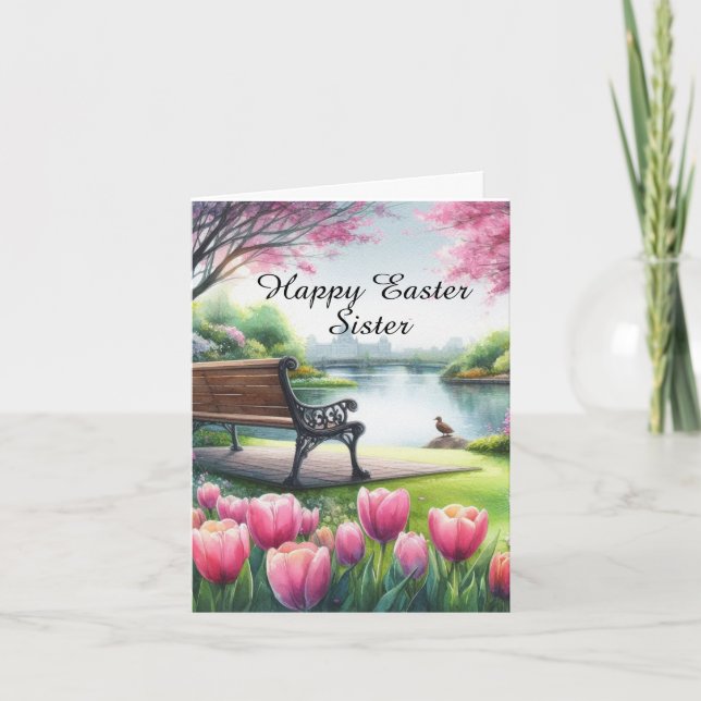 Happy Easter Sister Folded Greeting Card (Front)