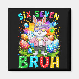 Happy Easter Six Seven Bruh Meme Bunny Rabbit Boy Magnet