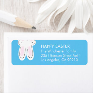 Happy Easter sky blue cute funny bunny address Return Address Label
