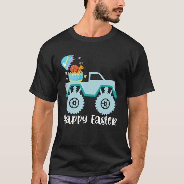 Happy Easter Snail Riding Monster Truck Toddler T-Shirt (Front)