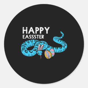 Happy Easter Snake Bunny Funny Egg Hunt Animal Men Classic Round Sticker