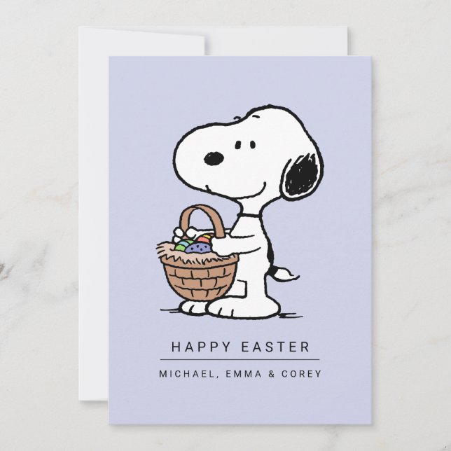 Happy Easter | Snoopy & The Easter Bunny Holiday Card (Front)