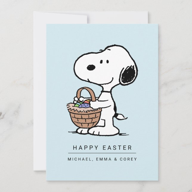 Happy Easter | Snoopy & The Easter Bunny Holiday Card (Front)