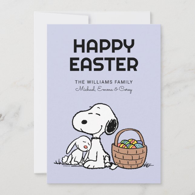 Happy Easter | Snoopy & The Easter Bunny Holiday Card (Front)