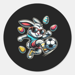 Happy Easter Soccer Boys Easter Bunny Funny Easter Classic Round Sticker