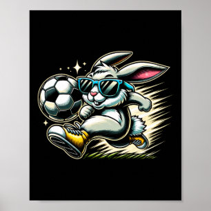 Happy Easter Soccer Boys Easter Bunny Funny Easter Poster