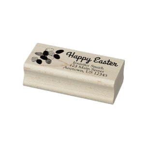 Happy Easter Speckled Egg Candies Address Rubber Stamp