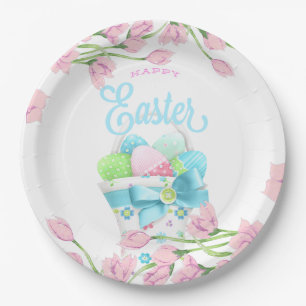 Happy Easter Spring Blossom Paper Plate