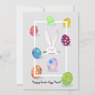 Happy Easter Spring Cute Bunny Easter Eggs Hunt Holiday Card