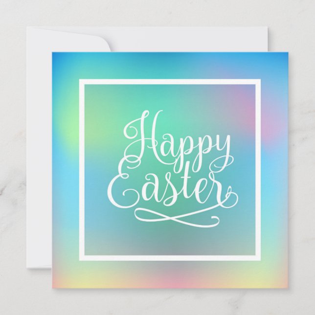 Happy Easter Spring Cute Bunny Easter Eggs Hunt Holiday Card (Front)