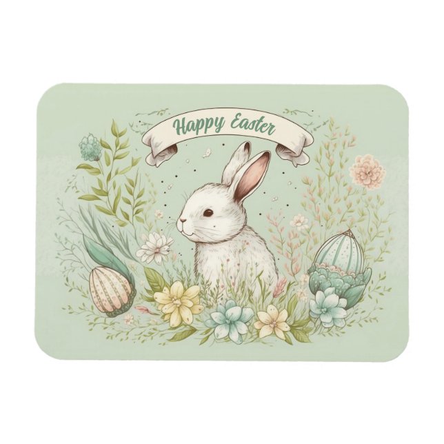 Happy Easter spring flowers illustration Magnet (Horizontal)