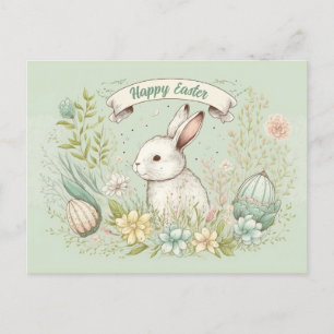 Happy Easter spring flowers illustration Postcard