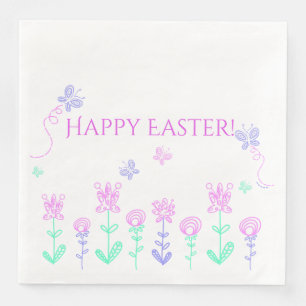 Happy Easter Spring Garden Paper Napkins