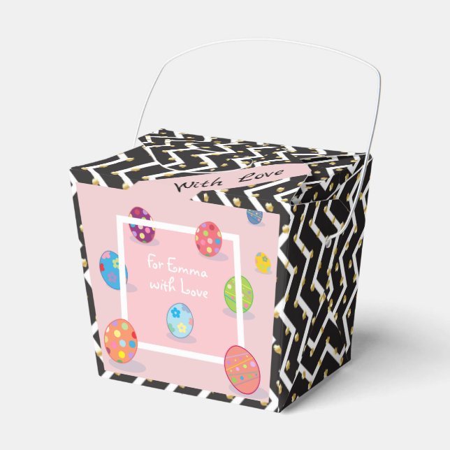 Happy Easter Spring Holiday cute bunny Eggs Hunt Favour Box (Front Side)