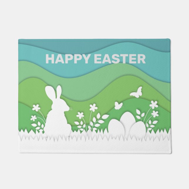 Happy Easter, spring nature landscape holiday Doormat (Front)