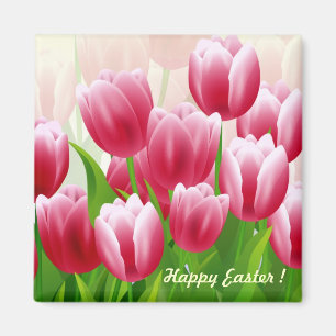 Happy Easter Spring Tulips Easter Gift Magnets