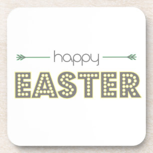 happy easter spring yellow mint green simple coaster