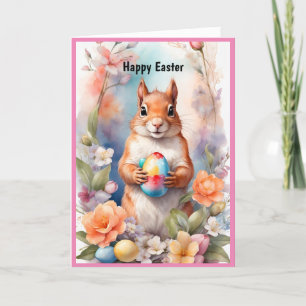 Happy Easter Squirrel Holiday Card