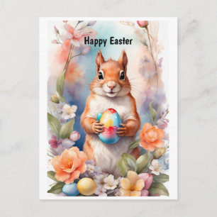 Happy Easter Squirrel Holiday Postcard