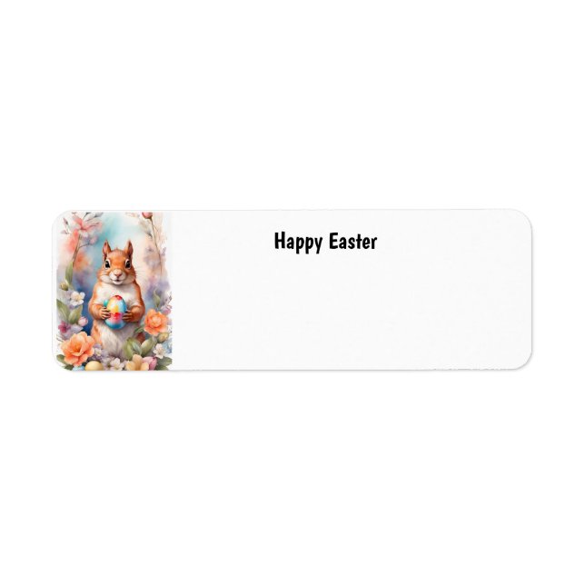 Happy Easter Squirrel Return Address Label (Front)