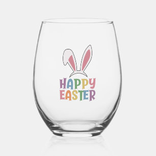 Happy Easter Stemless Wine Glass