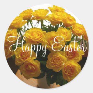 Happy Easter Sticker Yellow Rose