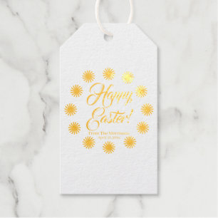 Happy Easter sun border custom script cheerful fun Gift Tags