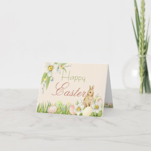 Happy Easter Sweet Bunny Personalised Floral Note Card
