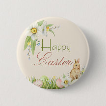 Happy Easter Sweet Bunny Watercolor Floral