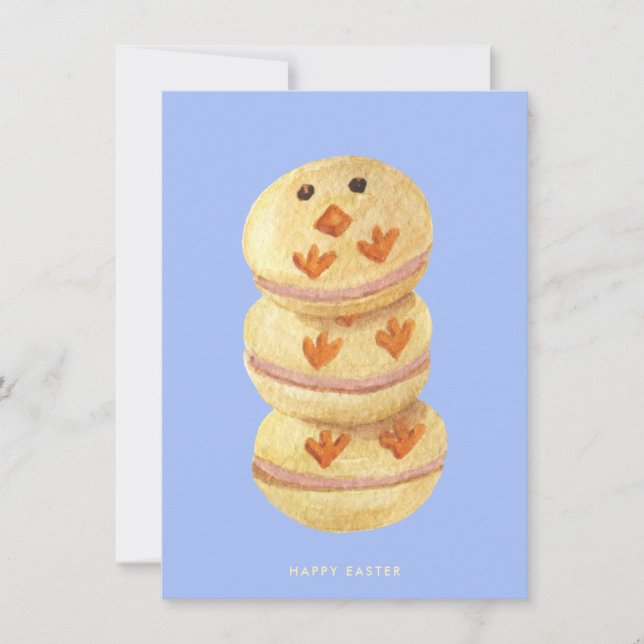 Happy Easter Sweet Chick Macarons Holiday Card (Front)