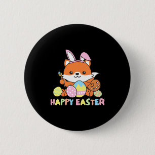 Happy Easter Sweet Fox For Easter With Easter Eggs 6 Cm Round Badge