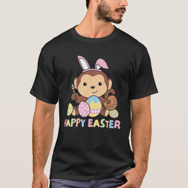 Happy Easter Sweet Monkey For Easter With Easter E T-Shirt (Front)