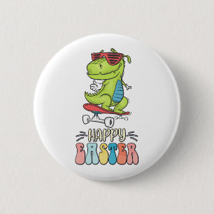 Happy Easter T Rex Dinosaur Bunny Rabbit Eggs 6 Cm Round Badge