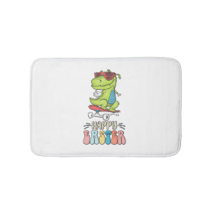 Happy Easter T Rex Dinosaur Bunny Rabbit Eggs Bath Mat