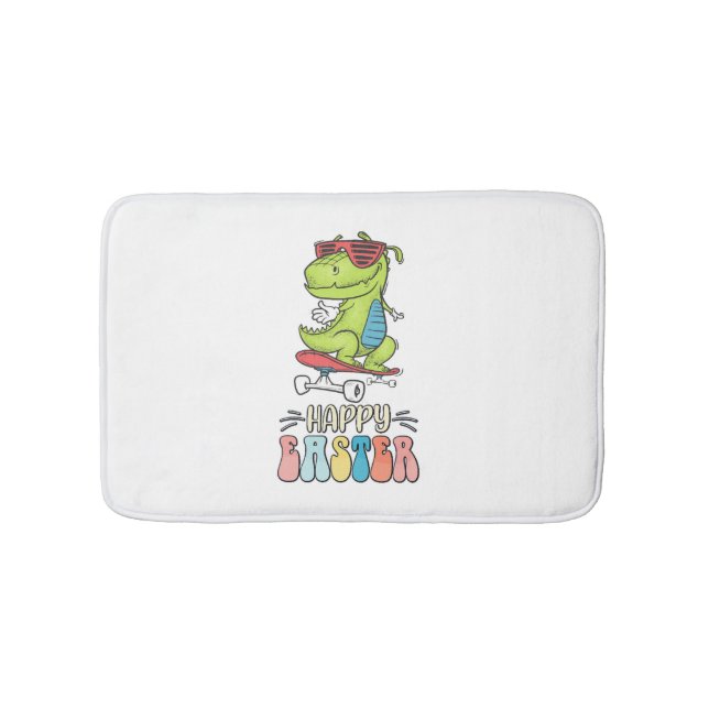 Happy Easter T Rex Dinosaur Bunny Rabbit Eggs Bath Mat (Front)