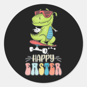 Happy Easter T Rex Dinosaur Bunny Rabbit Eggs Classic Round Sticker