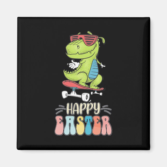 Happy Easter T Rex Dinosaur Bunny Rabbit Eggs Magnet (Front)