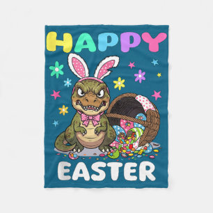 Happy easter t rex dinosaur candy bow easter bunny fleece blanket