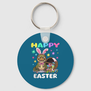 Happy easter t rex dinosaur candy bow easter bunny key ring