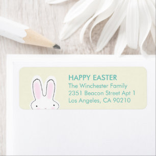 Happy Easter teal cream cute funny bunny address Return Address Label