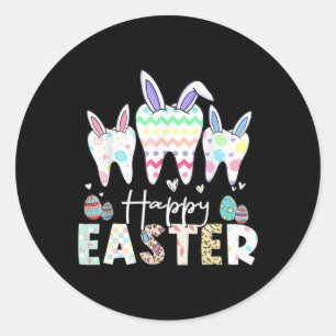 Happy Easter Teeth Tooth Rabbit Ears Dental Dentis Classic Round Sticker