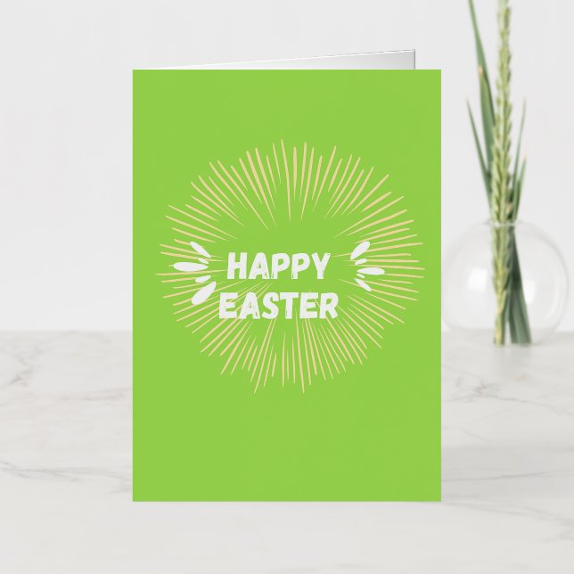 Happy Easter text on green Foil Greeting Card (Front)