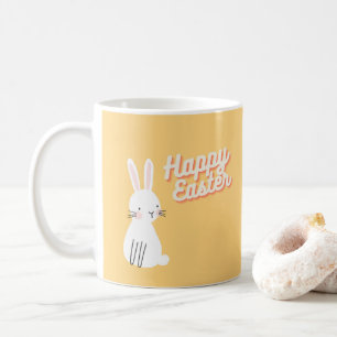 Happy Easter text with bunny orange Coffee Mug