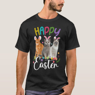 Happy Easter Three Cat Wearing Bunny Ear Bunny Cat T-Shirt