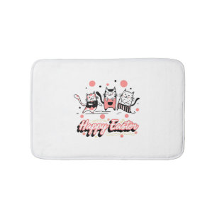Happy Easter Three Cat Wearing Bunny Kitty Kitten Bath Mat