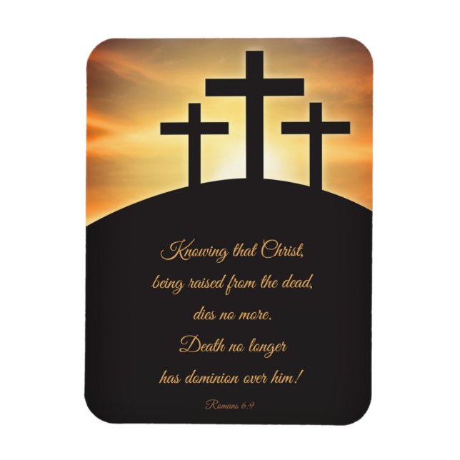 Happy Easter Three Crosses on Calvary Magnet (Vertical)